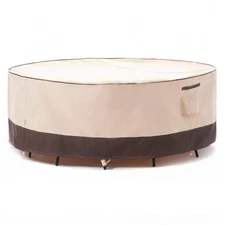 2025 Edition Waterproof Outdoor Patio Round Cover - Beige+Coffee