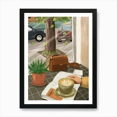 Coffee Shop Kunstdruck gerahmt Wandbild Poster Leinwanddruck Bild