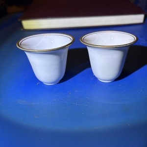 2 Lenox Excelsior Ivory Gold Rim For Sterling Silver Demitasse INSERT ONLY