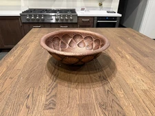 17" Hand Hammered Copper Bathroom Sink Top Mount Under Mount Drop In