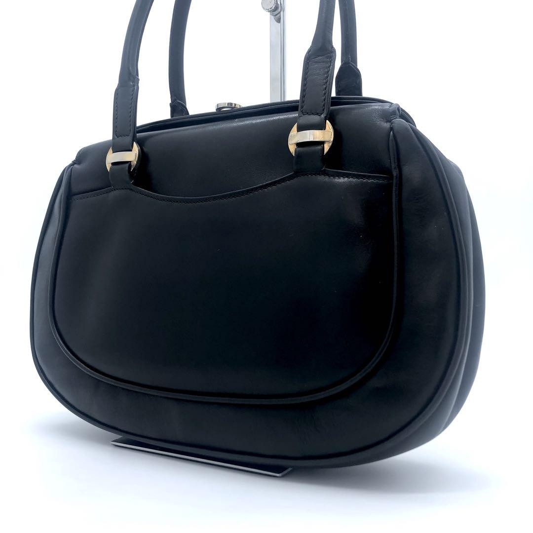 Gucci Black Leather Gancini Handbag with Gold Hardware Pre-Owned