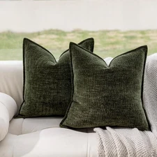 Decorative Throw Pillow Covers Set of 2, 20x20 Crinkled Chenille Textured Cus...