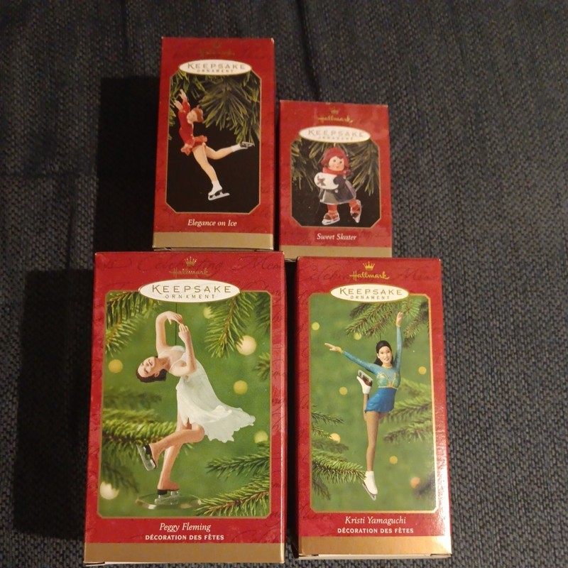 Hallmark skating lot of 4 with PEGGY FLEMING & Kristi Yamaguchi Ornaments