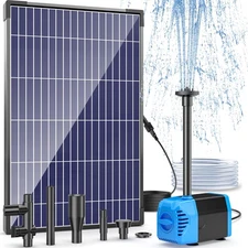 Solar Fountain Pump, 12W Solar Pond Pump with 160GPH GPH Adjustable Flow, 16....