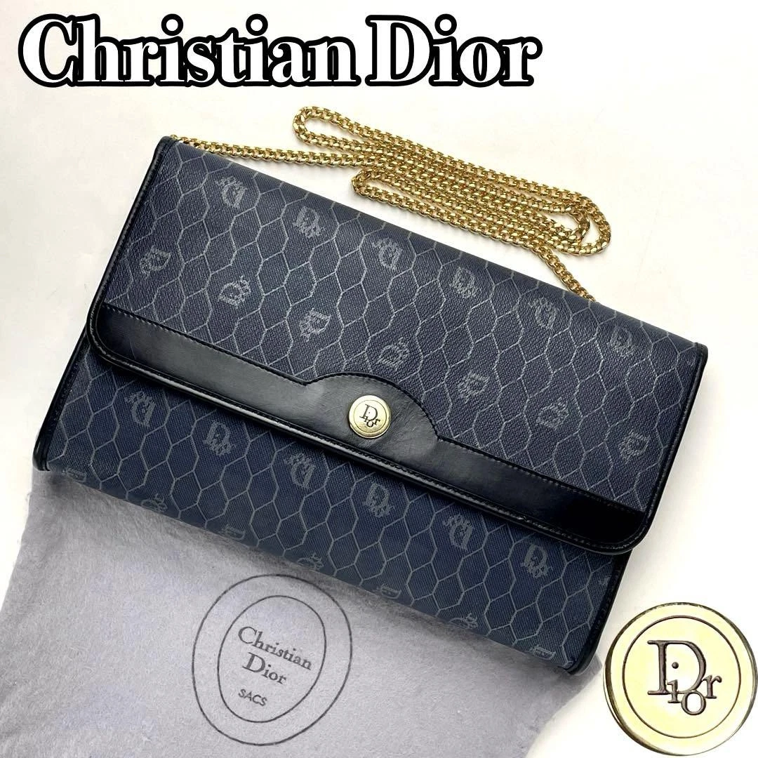 Sac bandoulière Dior 2 voies trotteur PVC cuir bleu marine