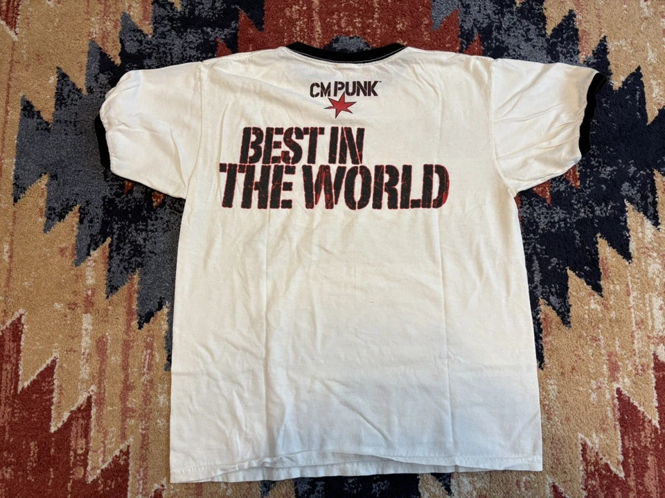 Camiseta WWE CM Punk Best in the World Negra Cuello Anillo M Blanca Foto 2 de 3