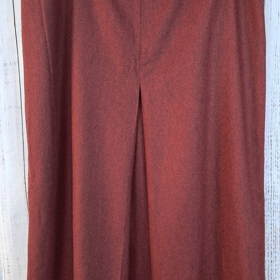 ZANELLA 意大利 14 长羊毛羊绒长裙 Kick Pleat 勃艮第红色全新带标签 368 美元 — 第 2/4 张图片