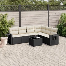 Garden Sofa Set Black Poly rattan Large Modular Garden Sofa Set