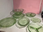 Vintage 1930s Uranium Glass Lot of 7 Pieces (Significant Chipping See Photos)