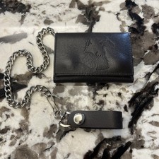 Vintage Leather Biker Wallet with Chain Made in Mexico