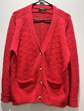 Women's Red Vintage Charter Club, Large Size,Button Cardigan.100 Cotton