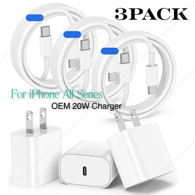 For iPhone 14 12 11 17 16 15 PD Fast Charger Cord 20W USB-C Power Adapter Block