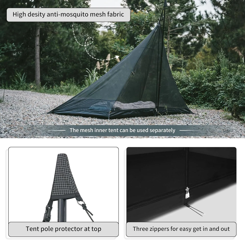 Tienda tipi Ranch Fire 4 estaciones, tienda caliente para 2 personas con gato de estufa, Wa a prueba de viento Foto 4 de 4