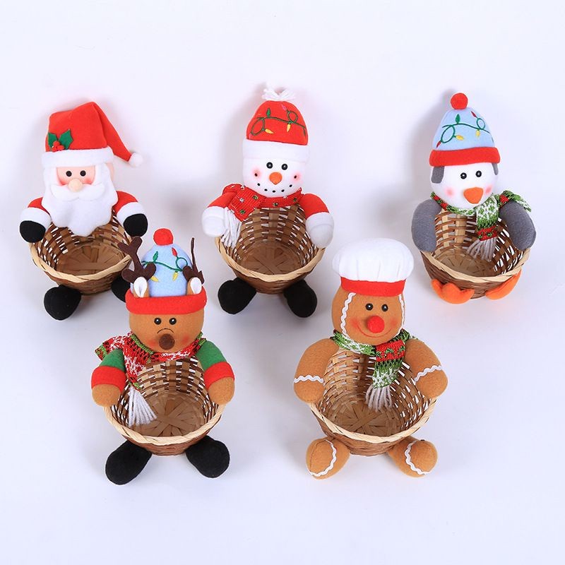 Encantadora cesta de dulces de Navidad con calidad premium para decoración festiva del hogar