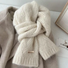 Extra Long Warm Alpaca Wool Knit Scarf Fashionable Korean Style Solid New
