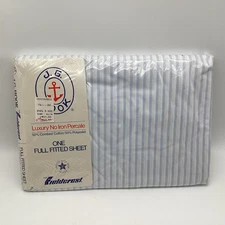 Vintage J.G. Hook Fieldcrest Country Geese One Full Fitted Sheet NOS Blue White