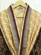 Pure Silk Brown  Maroon kimono Long Robe Gown Girl's Woman Silk Kimono KMO5405