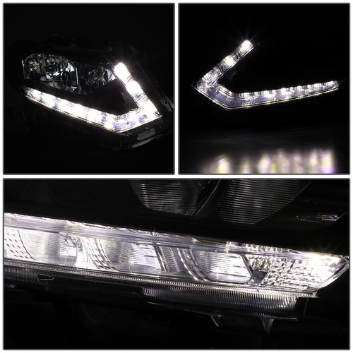PAIR BLACK AMBER LED DRL TUBE FRONT BUMPER HEADLIGHT FOR 2014-2016 NISSAN ROGUE - Picture 4 of 11