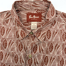 Pau Hana Men's Short Sleeve Red Hawaiian L Button Up Floral Cruise Beach Shirt