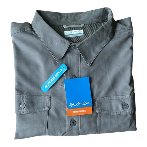 Columbia Omni Shade Men's Long Sleeve Shirt Charcoal Dark Gray 40 UPF Size XL
