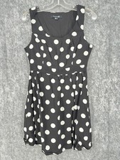 Forever 21 Pull-on Polka Dot Women Sleeveless Flare Dress Black/White Medium