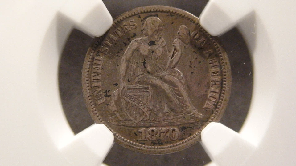 1870 P Seated Dime NGC XF40 CIRCULATED 10C SILVER Coin STARTS AT 99 CENTS! - Image 2 of 4