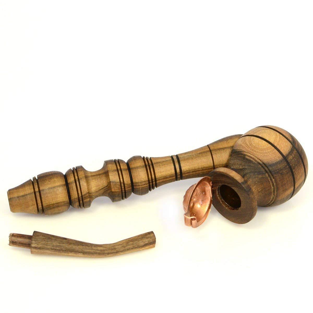 2 Pcs Long Tobacco Pipes Carved Wooden Smoking Pipes Walnut Cherry