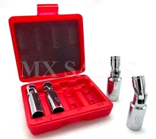 4pc 3/8" DR. UNIVERSAL SPARK PLUG SOCKET SET CR-V SWIVEL SOCKETS 