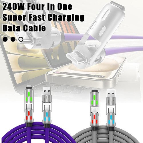 4 in 1 Data Cable 240W Ultra Fast Charging Cell Phone Charging Cable Car Nice - Bild 3 von 12