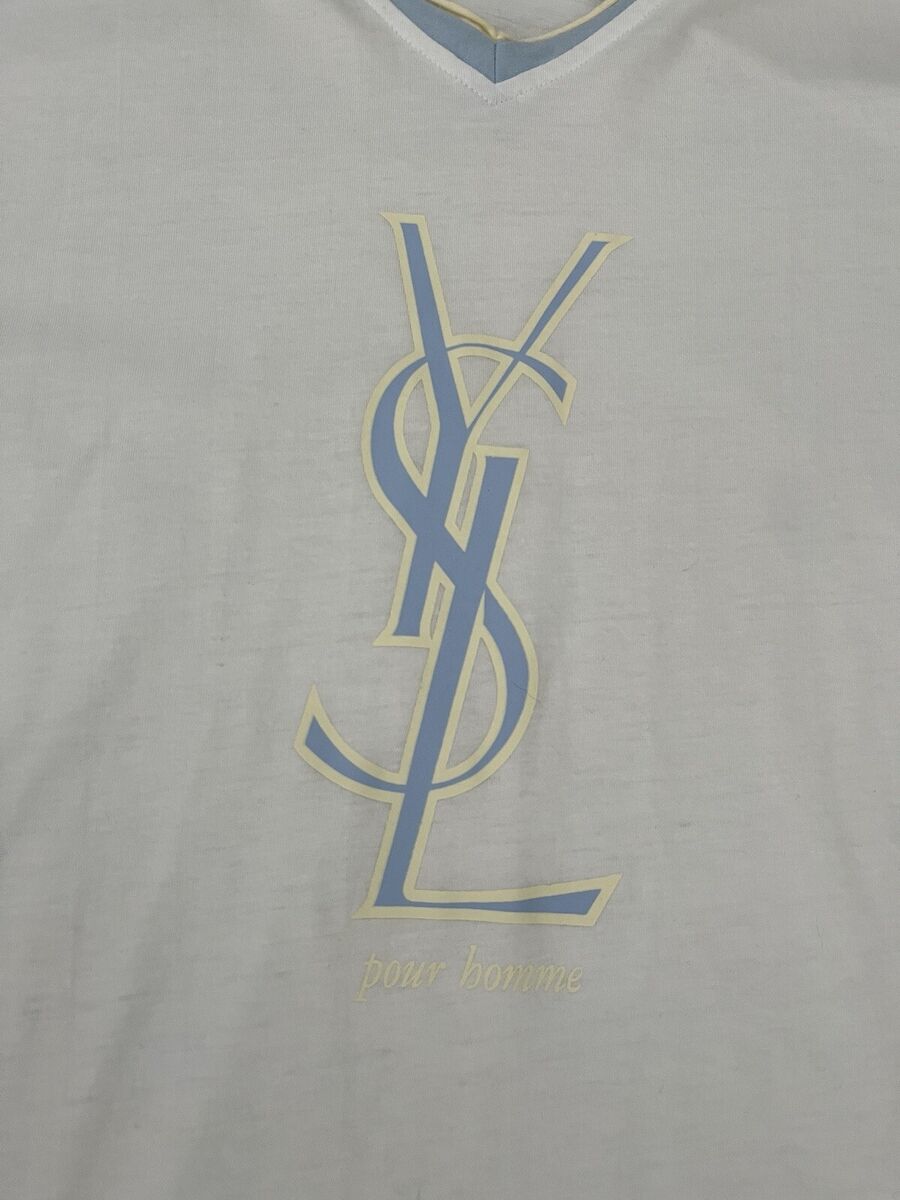 Yves Saint Laurent YSL Men's White T Shirt Big Logo Size XL Yves Saint Laurent YSL Men's White T Shirt Big Logo Size XL