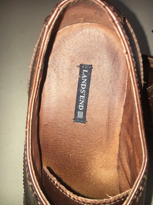 Mens Lands End Brown Leather Wing Tip Dress Shoes 10-D. EUC  display picture 1