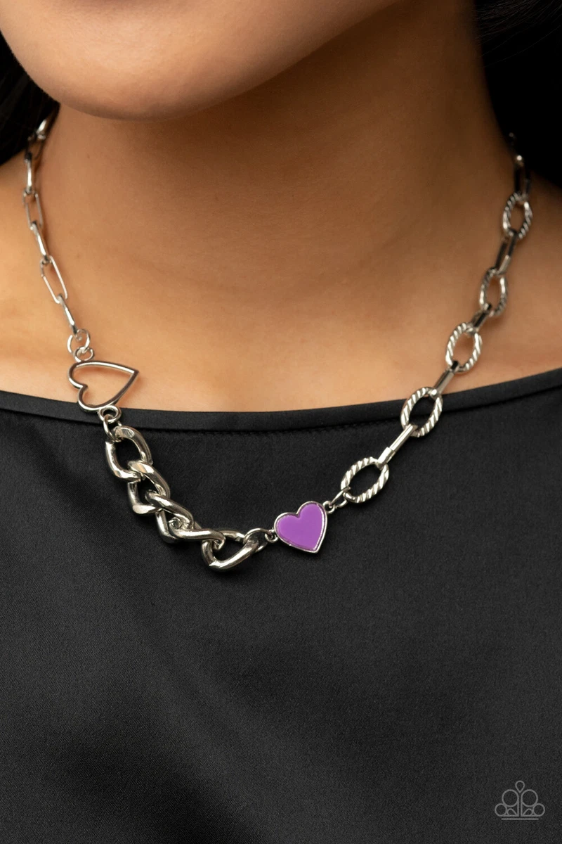 Paparazzi purple heart best sale necklace