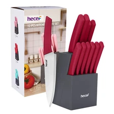 12Pcs Kitchen Knife Block Set High Carbon Stainless Steel Steak Knife Chef Knife