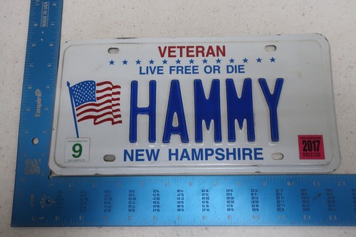 New Hampshire License Plate Tag Vanity 2017 Natural Sticker Veteran Name HAMMY
