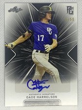 2021 LEAF PERFECT GAME GAGE HARRELSON BLACK PAPER AUTO # 5/50