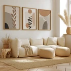 Neutral Cream Beige Wall Art Set of 3 Posters Abstract Art Poster Prints