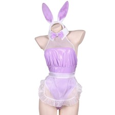 Japanese Womens Girls Maid Apron Dress Bunny Cosplay Costume Uniform Sleepwear