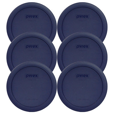 Pyrex 7201-PC Round 4 Cup Storage Lid Cover Blue 6 Pack New for Glass Bowl