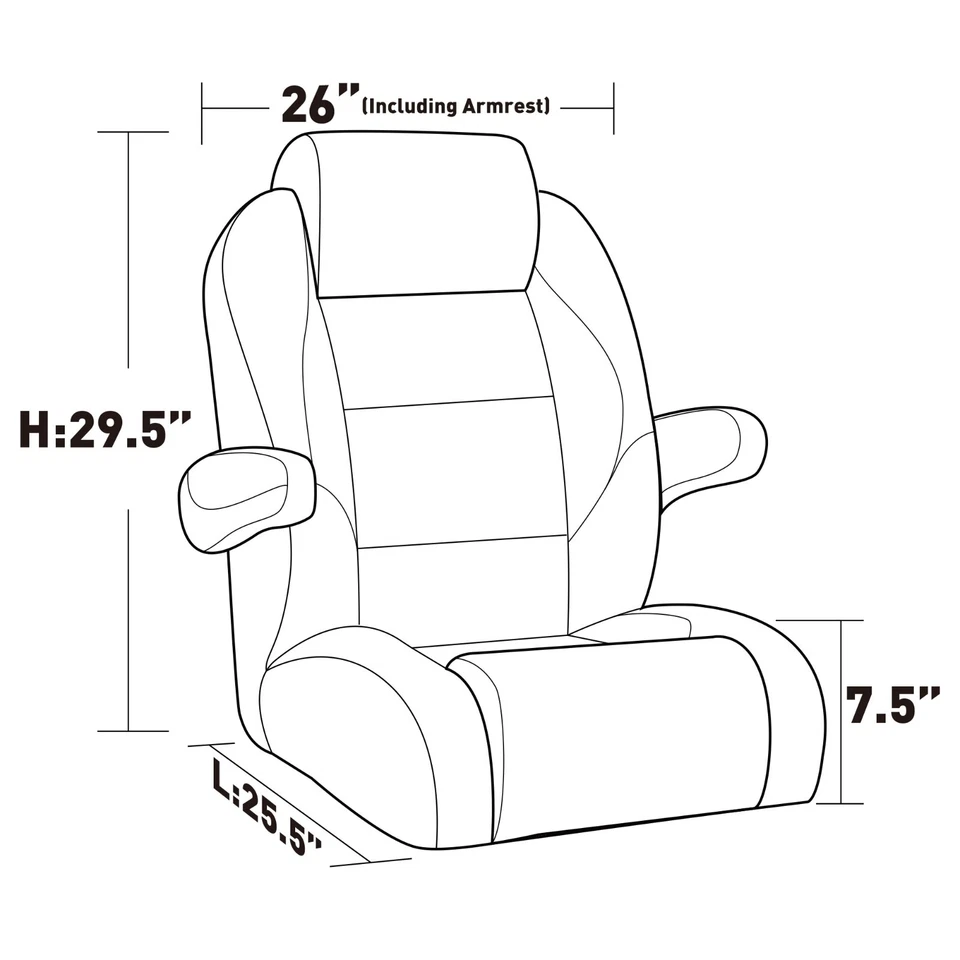 NORTHCAPTAIN Pontão Reclinável Cadeira de Capitão Assento Balde, Carvão/Preto - Imagem 3 de 4