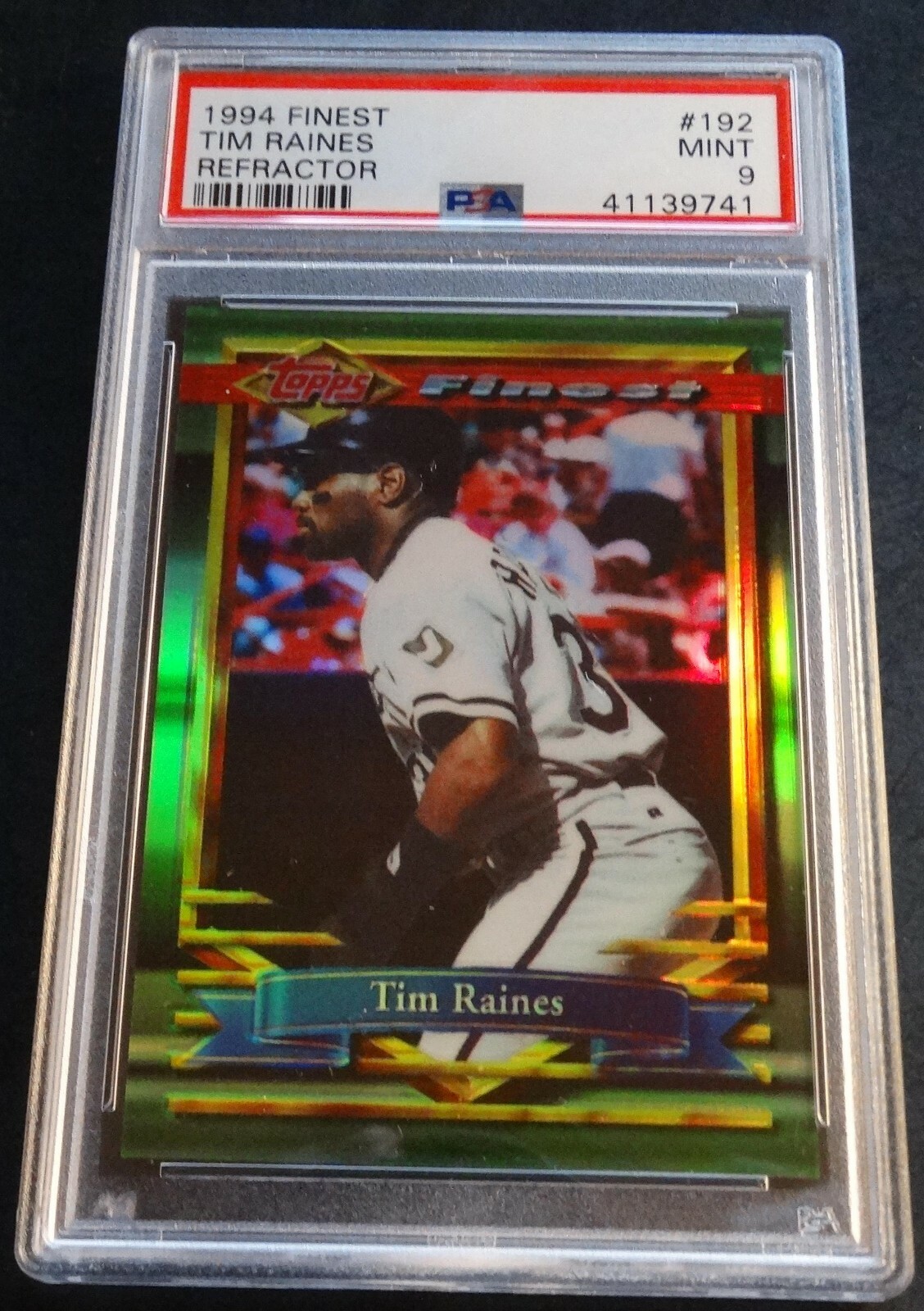 1994 TIM RAINES FINEST REFRACTOR #192 PSA 9 WHITE SOX HOF POP 4
