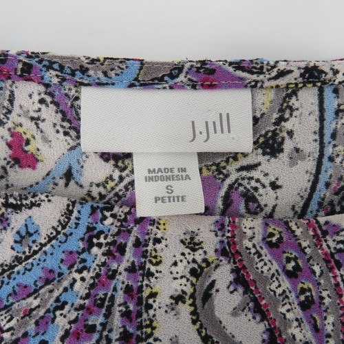 Blusa para mujer J. Jill multicolor cachemira mangas 3/4 imitación envolvente trasera talla S P - Imagen 5 de 5