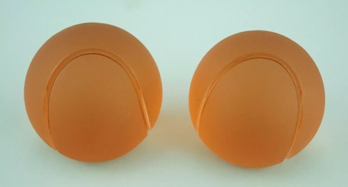 La Murrina Pair paperweights Murano glass sandblasted orange Tennis balls 1900 - Picture 12 of 24