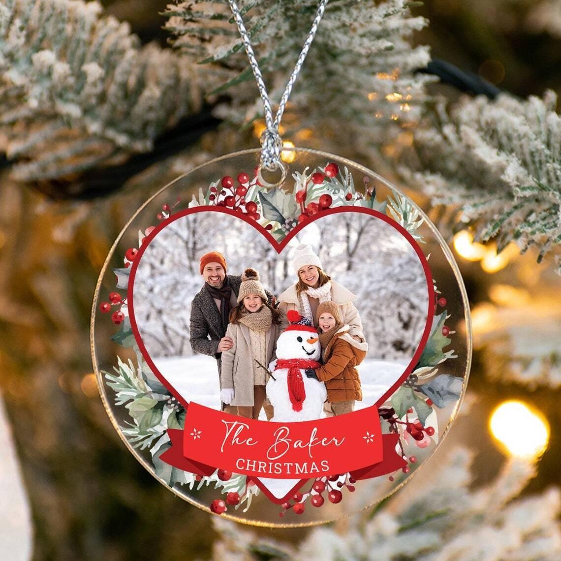 Custom Family Photo Ornament  Family Name Memorial Ornament  Christmas Ornament