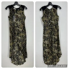 Fate Snake Skin Print Midi Dress S High Low Tulip Hem A Line Sleeveless Brown