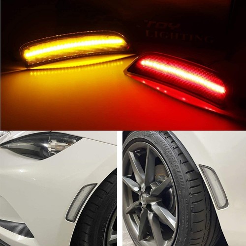 Front Amber Rear Red Clear Lens Side Marker Lamp For 2016-2022 Mazda Miata MX-5 - Picture 3 of 8