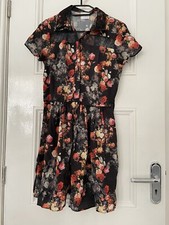 NWOT Fuse Black Floral Shirt Dress Size S