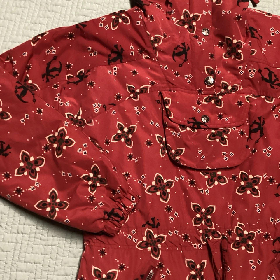 Chaqueta de Colección LL Bean Mujer Pequeña Roja Parka Abrigo de Esquí Caminata Estampado Floral Foto 3 de 4