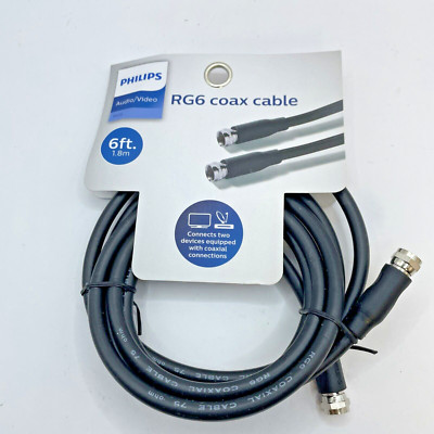 Philips Rd Cable Philips 6' RG6 Coax Cable AV Connects 2 Devices with Coaxial ...