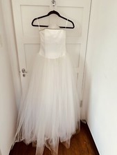 Jessica McClintock Strapless White Corset W Rhinestones  Tulle Dress Size 6