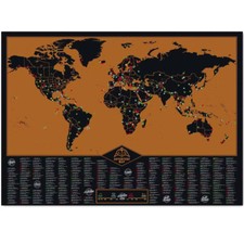 Mapa rascador grande 23,2" x 32,5" viaje aventura mapa del mundo 300 lista experiencias